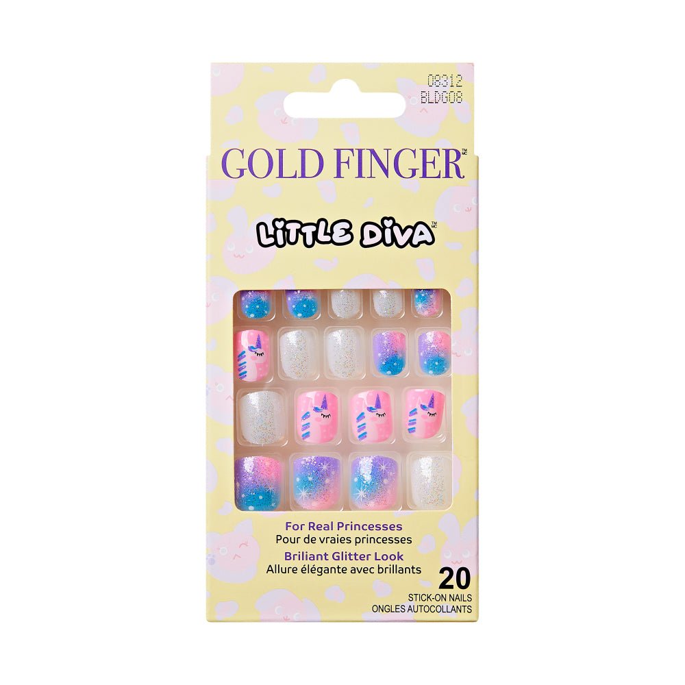 Gold Finger Little Diva Girl Nails – Glittery Press - On Art for Kids - Beauty Exchange Beauty Supply