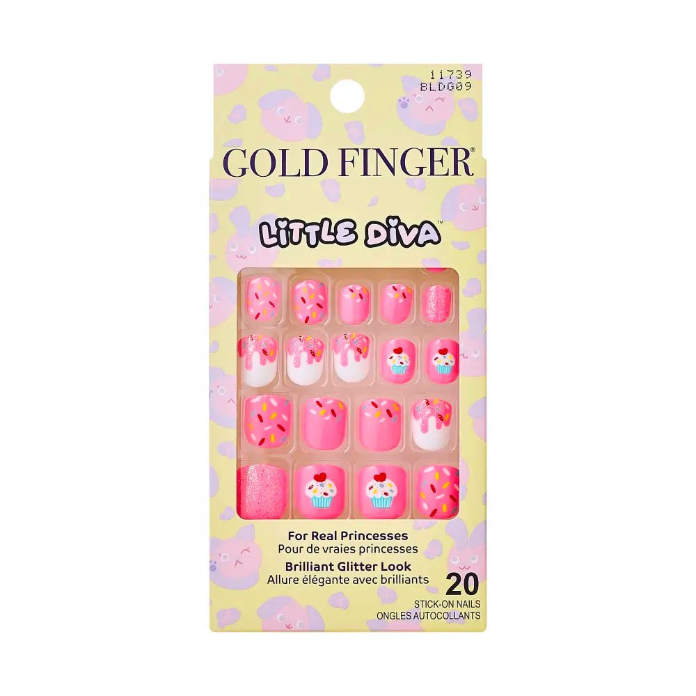 Gold Finger Little Diva Girl Nails – Glittery Press - On Art for Kids - Beauty Exchange Beauty Supply