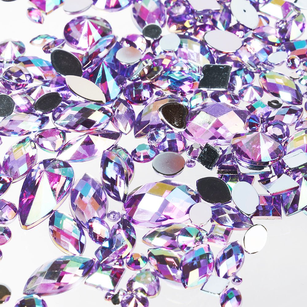 GOLD FINGER Multishape AB Rhinestones – 6 New Glue - On Styles! (Kaleidoscope, Modern Rose, Purple Rain) - Beauty Exchange Beauty Supply