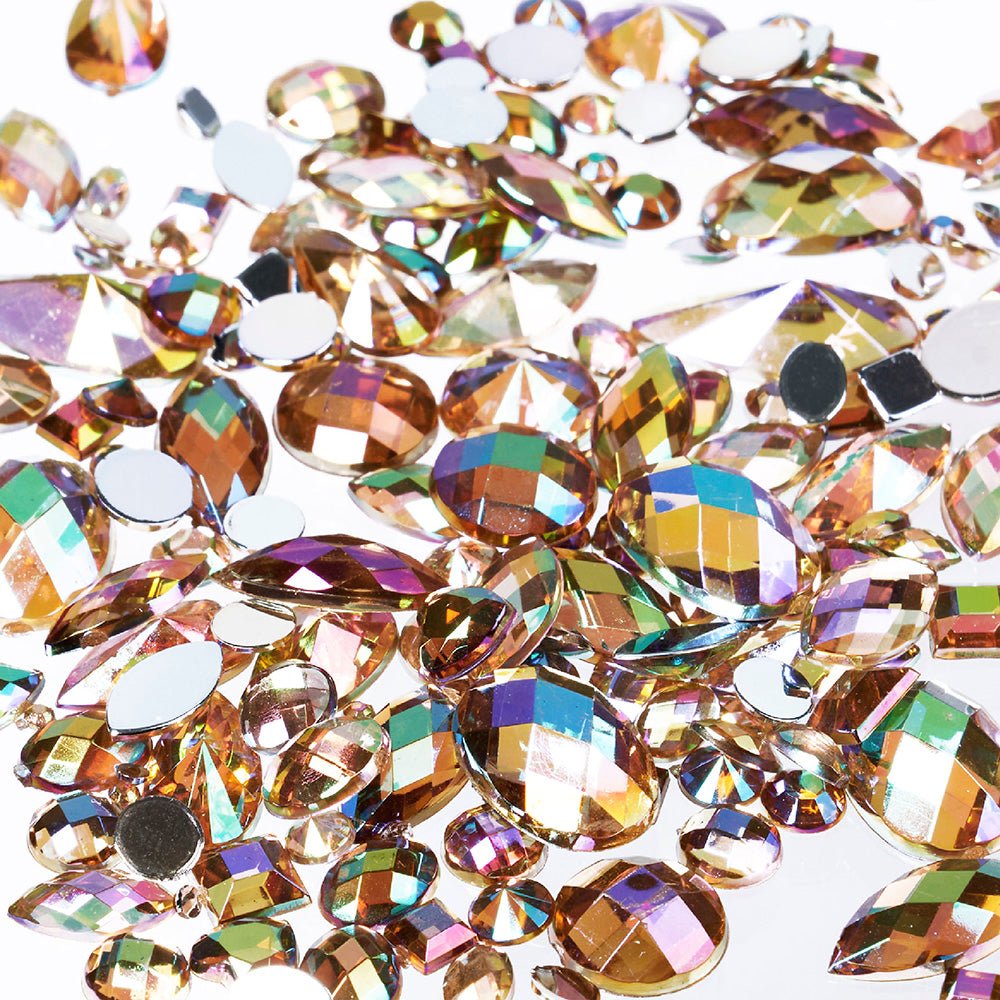 GOLD FINGER Multishape AB Rhinestones – 6 New Glue - On Styles! (Kaleidoscope, Modern Rose, Purple Rain) - Beauty Exchange Beauty Supply