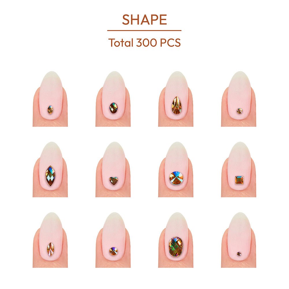 GOLD FINGER Multishape AB Rhinestones – 6 New Glue - On Styles! (Kaleidoscope, Modern Rose, Purple Rain) - Beauty Exchange Beauty Supply