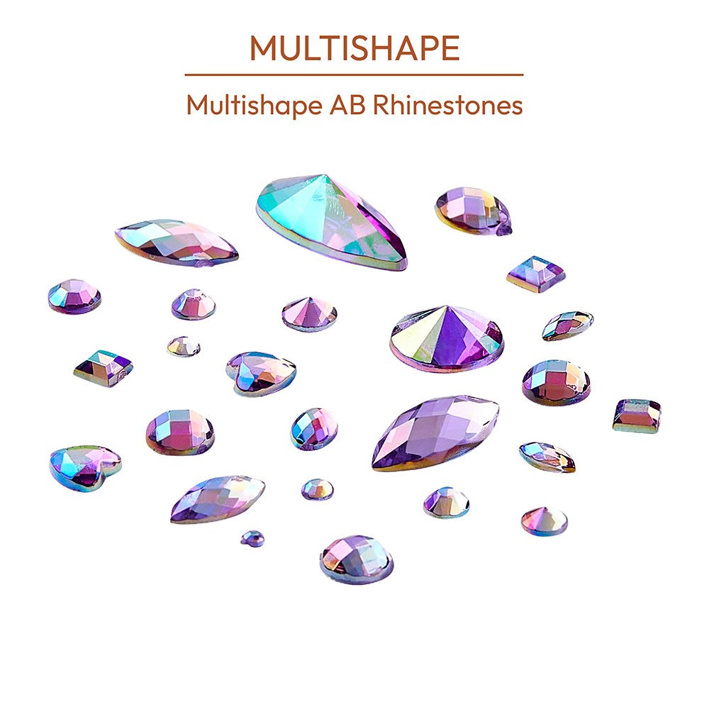 GOLD FINGER Multishape AB Rhinestones – 6 New Glue - On Styles! (Kaleidoscope, Modern Rose, Purple Rain) - Beauty Exchange Beauty Supply