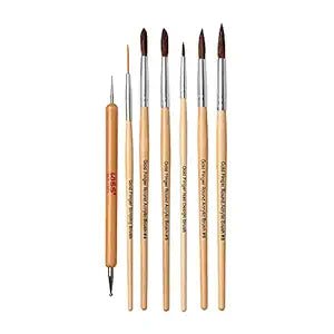 Gold Finger Professional Nail Art Brush Set โ Round Acrylic Brushes & Dotting Tools with Pony Brown Hair โ For Gel Polish & Nail Design - Beauty Exchange Beauty Supply