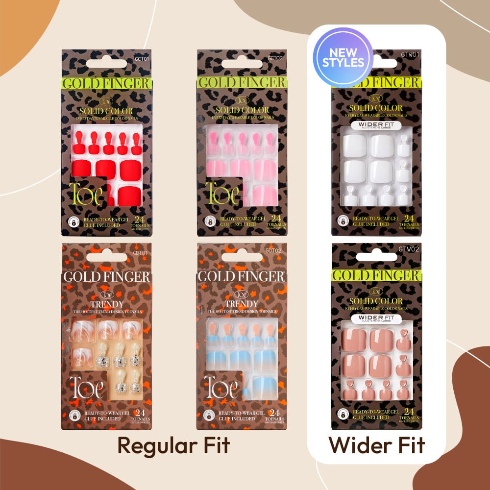 Gold Finger Trendy Press - On Toenails – GTW Series - Beauty Exchange Beauty Supply