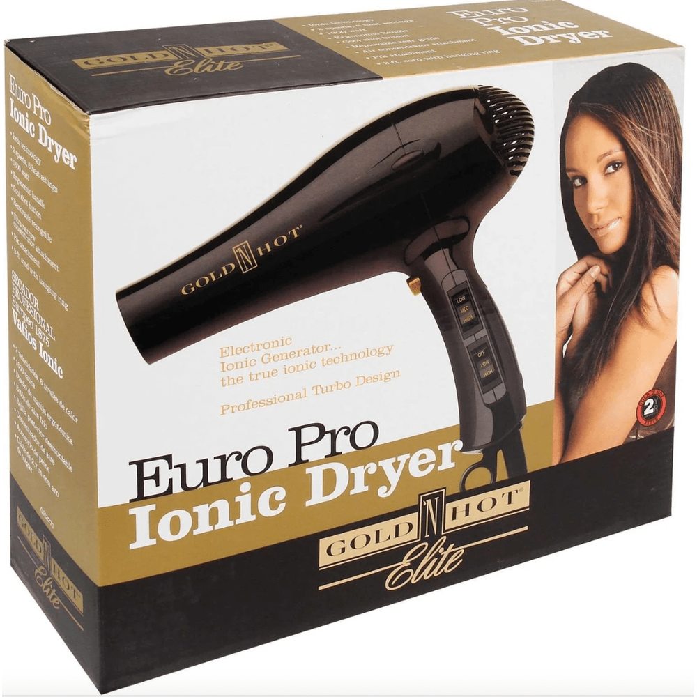 Gold N Hot Elite Euro Pro Ionic 1600 Hair Dryer – Compact Power for Frizz - Free Styling - Beauty Exchange Beauty Supply