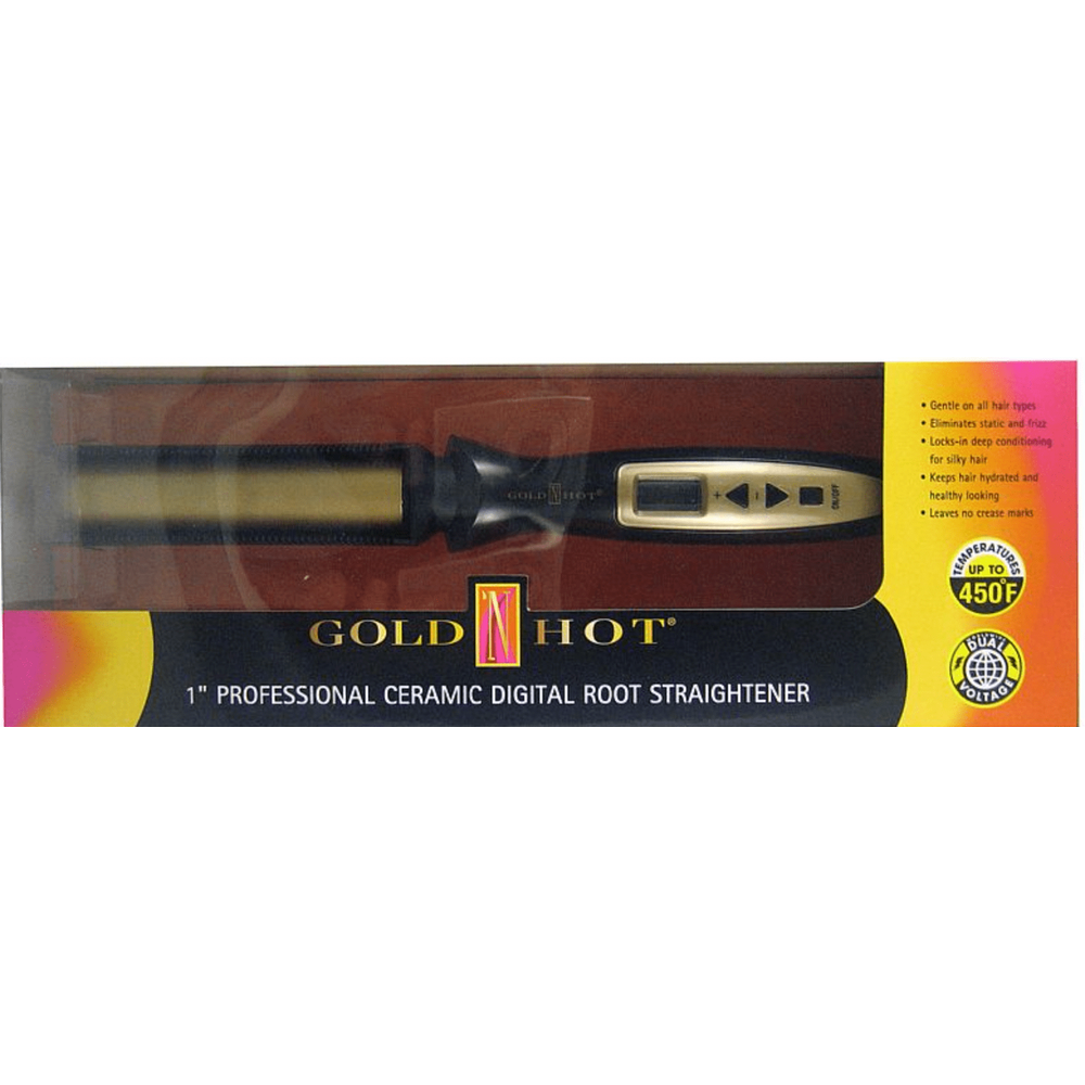 Gold N Hot Professional 1" Ceramic Digital Root Straightener – Precision Styling for Sleek, Frizz - Free Hair - Beauty Exchange Beauty Supply