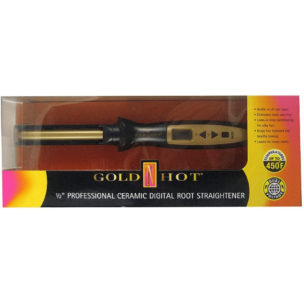 Gold N Hot Professional 1" Ceramic Digital Root Straightener – Precision Styling for Sleek, Frizz - Free Hair - Beauty Exchange Beauty Supply