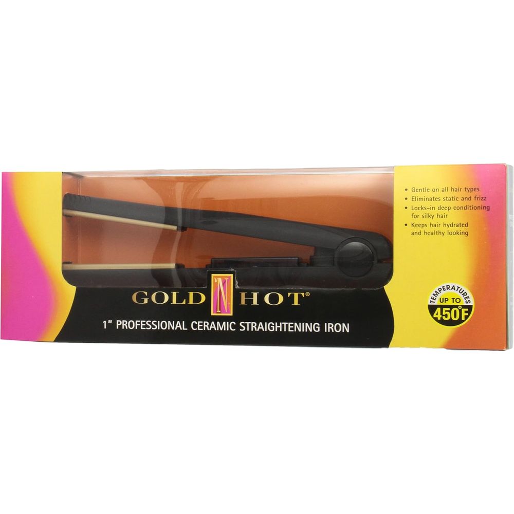Gold N Hot Professional 1" Ceramic Tourmaline Straightening Iron – Smooth, Frizz - Free Styling with Even Heat - Beauty Exchange Beauty Supply