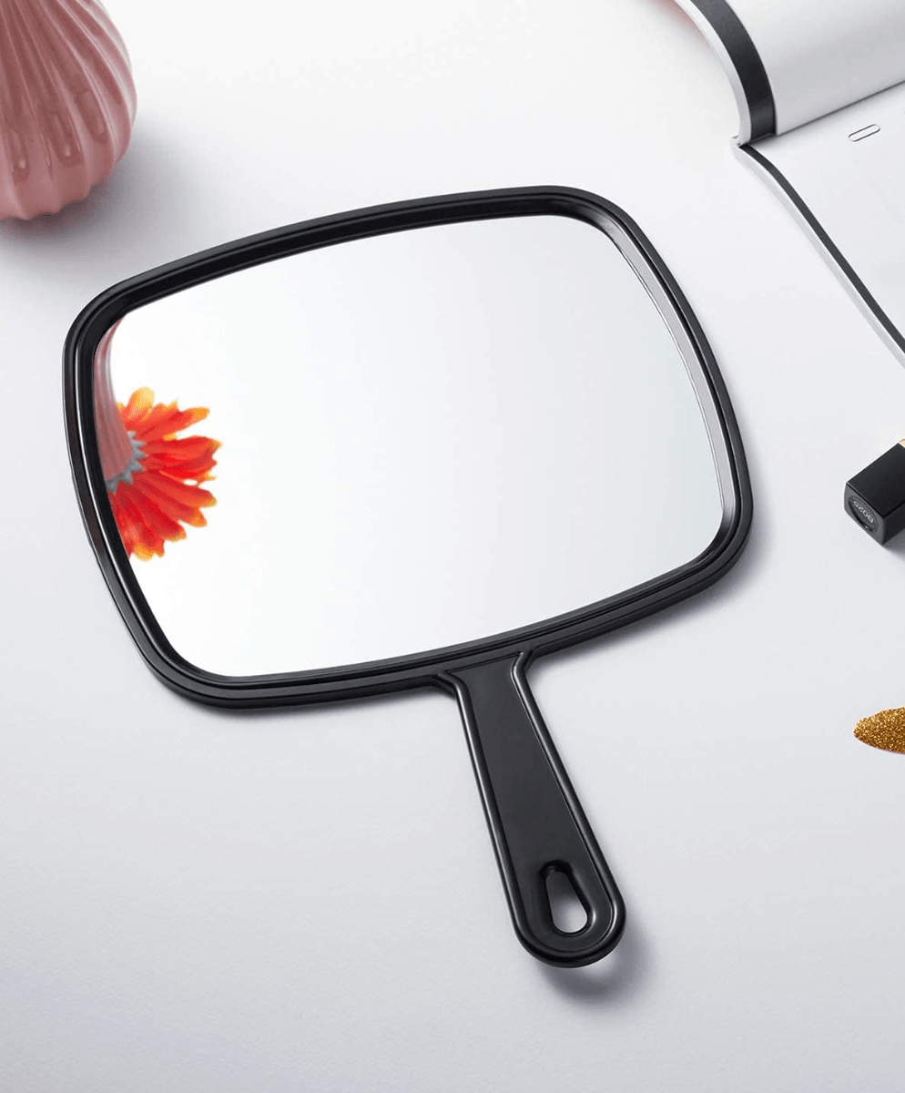 Hair Stylist Handheld Mirror with Handle - Black - Beauty Exchange Beauty Supply