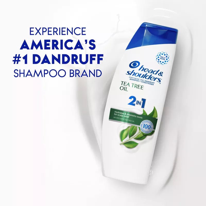 Head & Shoulders 2 - in - 1 Anti - Dandruff Shampoo & Conditioner with Tea Tree Oil – Soothes Dry Scalp – 12.5 fl oz - Beauty Exchange Beauty Supply