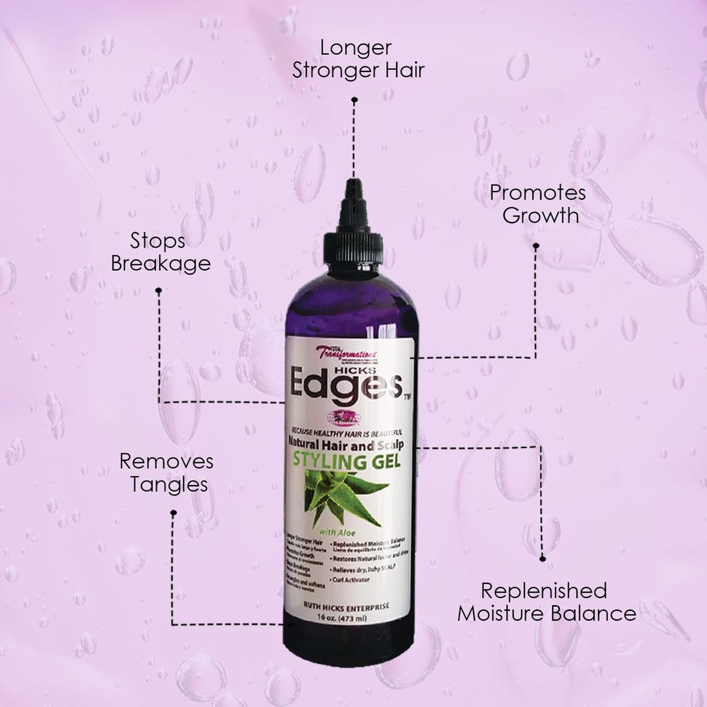 Hicks Edges Curl Activator & Styling Gel – Definer Twist, Dry & Release with Aloe (16oz) - Beauty Exchange Beauty Supply