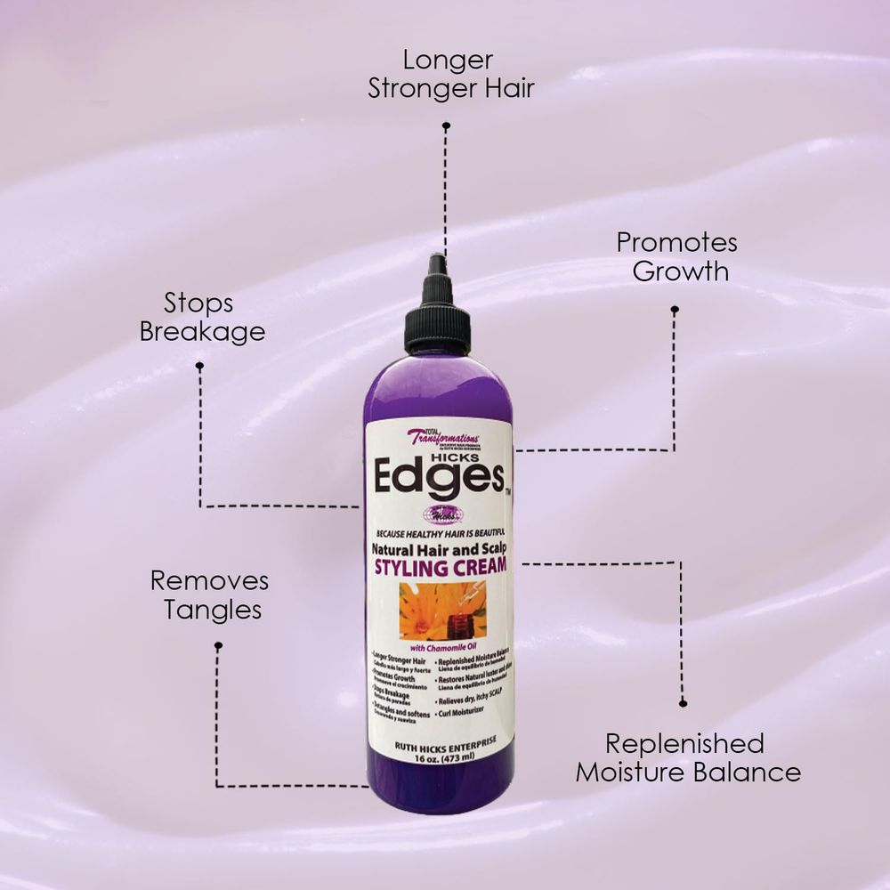 HICKS Edges Natural Hair & Scalp Styling Cream – Chamomile Oil Infused for Moisture & Protection (16oz) - Beauty Exchange Beauty Supply