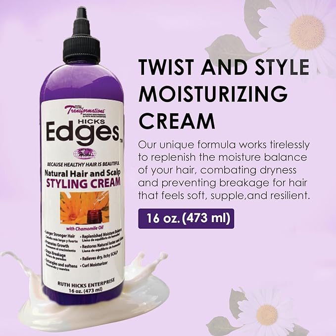 HICKS Edges Natural Hair & Scalp Styling Cream – Chamomile Oil Infused for Moisture & Protection (16oz) - Beauty Exchange Beauty Supply