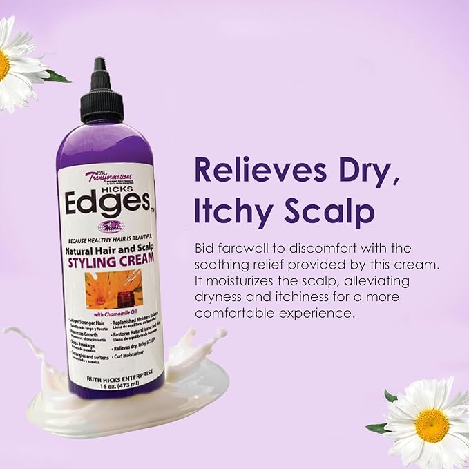 HICKS Edges Natural Hair & Scalp Styling Cream – Chamomile Oil Infused for Moisture & Protection (16oz) - Beauty Exchange Beauty Supply