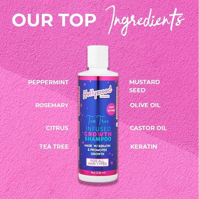 Hollywood Hair Bar Growth Duo โ 2 Variants - Shampoo & Conditioner - Infused with Purified Water, Tea Tree & Keratin | Vegan & Cruelty - Free (8 oz each) - Beauty Exchange Beauty Supply