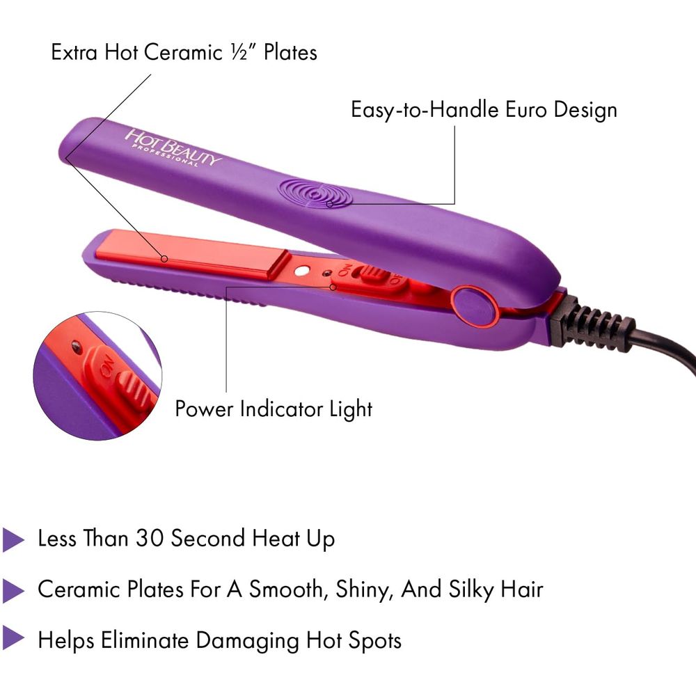 Hot Beauty Mini Flat Iron – Travel - Size Ceramic Straightener for Edges, Bangs & On - the - Go Styling - Beauty Exchange Beauty Supply
