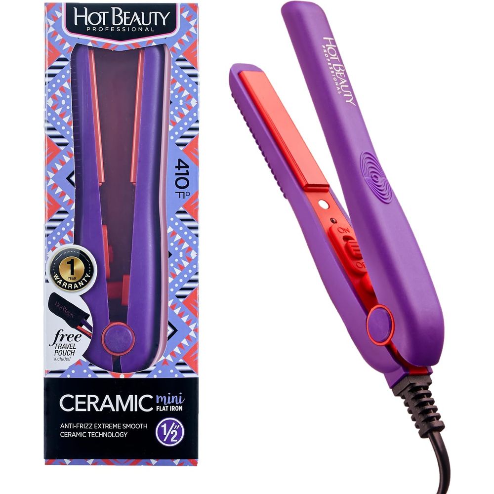 Hot Beauty Mini Flat Iron – Travel - Size Ceramic Straightener for Edges, Bangs & On - the - Go Styling - Beauty Exchange Beauty Supply