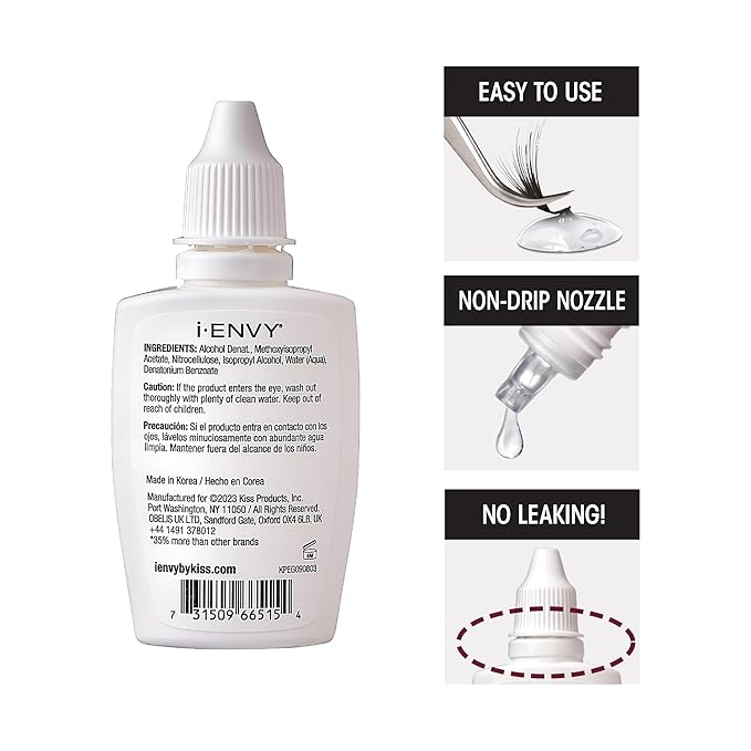 i - Envy by KISS Mega Hold False Eyelash Adhesive – Black & Clear | Strong, Long - Lasting Hold for Individual & Cluster Lashes | 27.5g - Beauty Exchange Beauty Supply