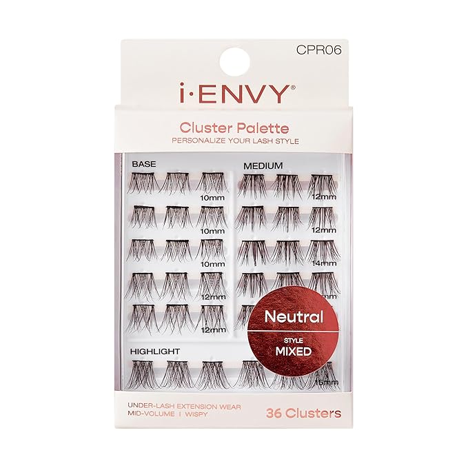 i - ENVY Cluster Palette Lash Refill – Neutral (10–15mm) - Beauty Exchange Beauty Supply