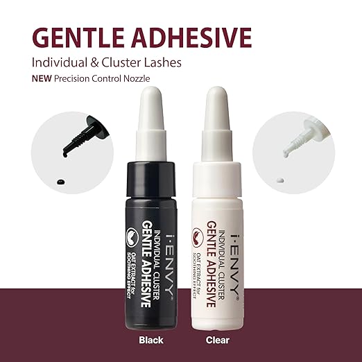 i - ENVY Individual Cluster Gentle Lash Adhesive – Black & Clear | Waterproof, No Odor, Oat - Infused Formula | 6.5g - Beauty Exchange Beauty Supply