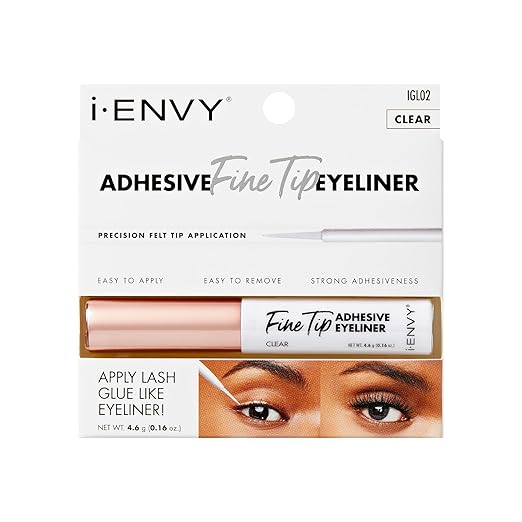 IENVY by KISS 2 - in - 1 Brush - On Eyeliner Lash Glue | Felt Tip Precision | 01 Black & 02 Clear | Line It, Lash It, Lock It - Beauty Exchange Beauty Supply
