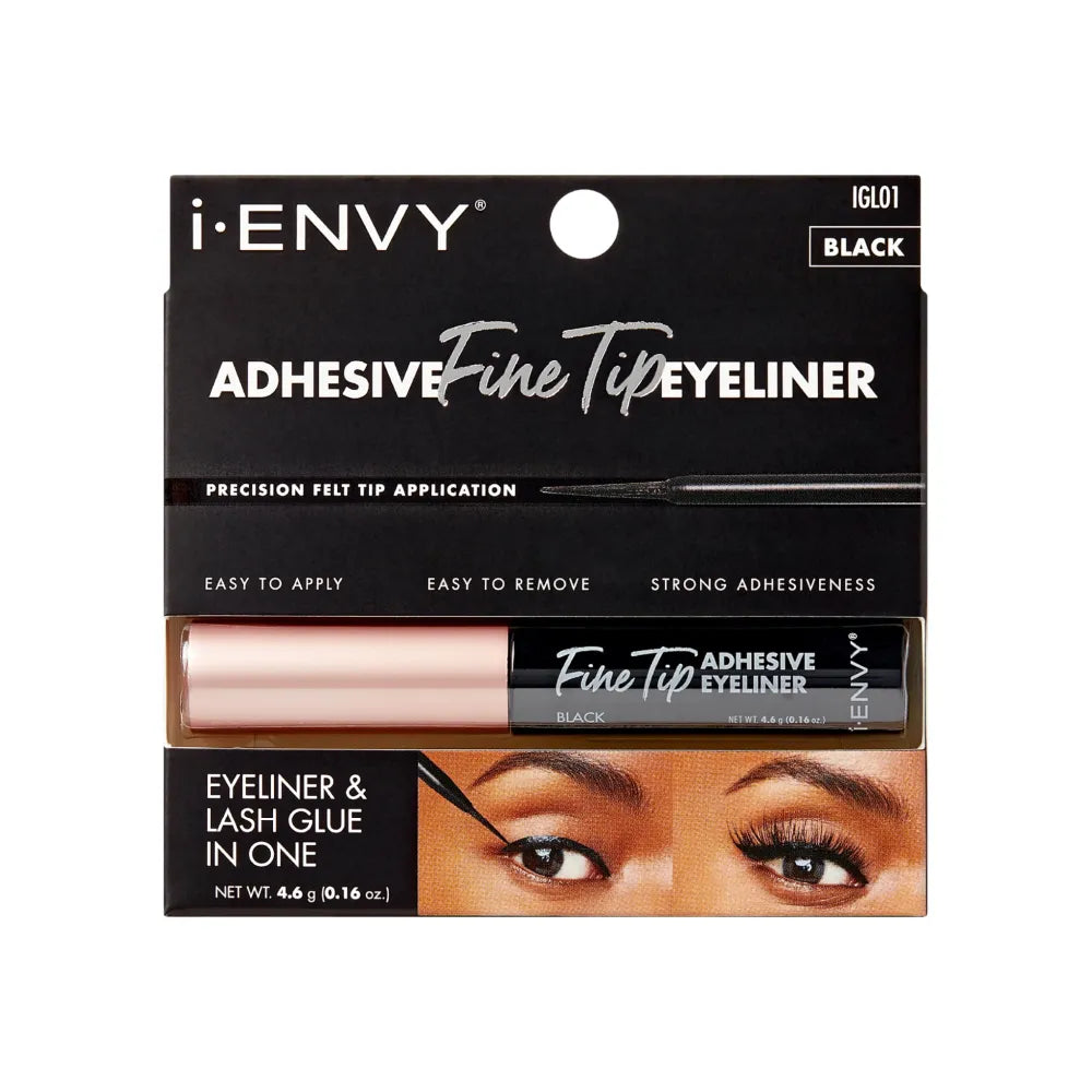 IENVY by KISS 2 - in - 1 Brush - On Eyeliner Lash Glue | Felt Tip Precision | 01 Black & 02 Clear | Line It, Lash It, Lock It - Beauty Exchange Beauty Supply