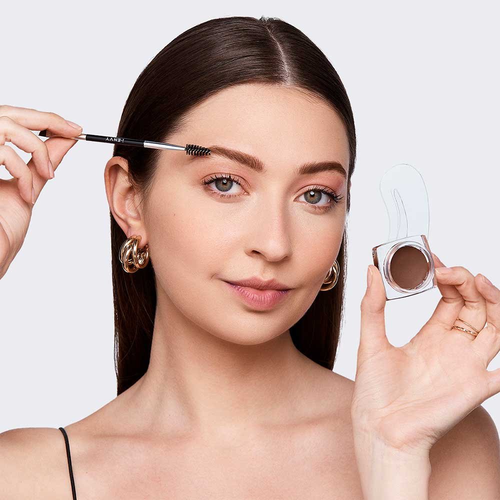IENVY by KISS All - in - One Brow Pomade + Bonus Duo Brow Brush & Stencils | 5g | Shades: 01 Dark Brown, 02 Chocolate - Beauty Exchange Beauty Supply