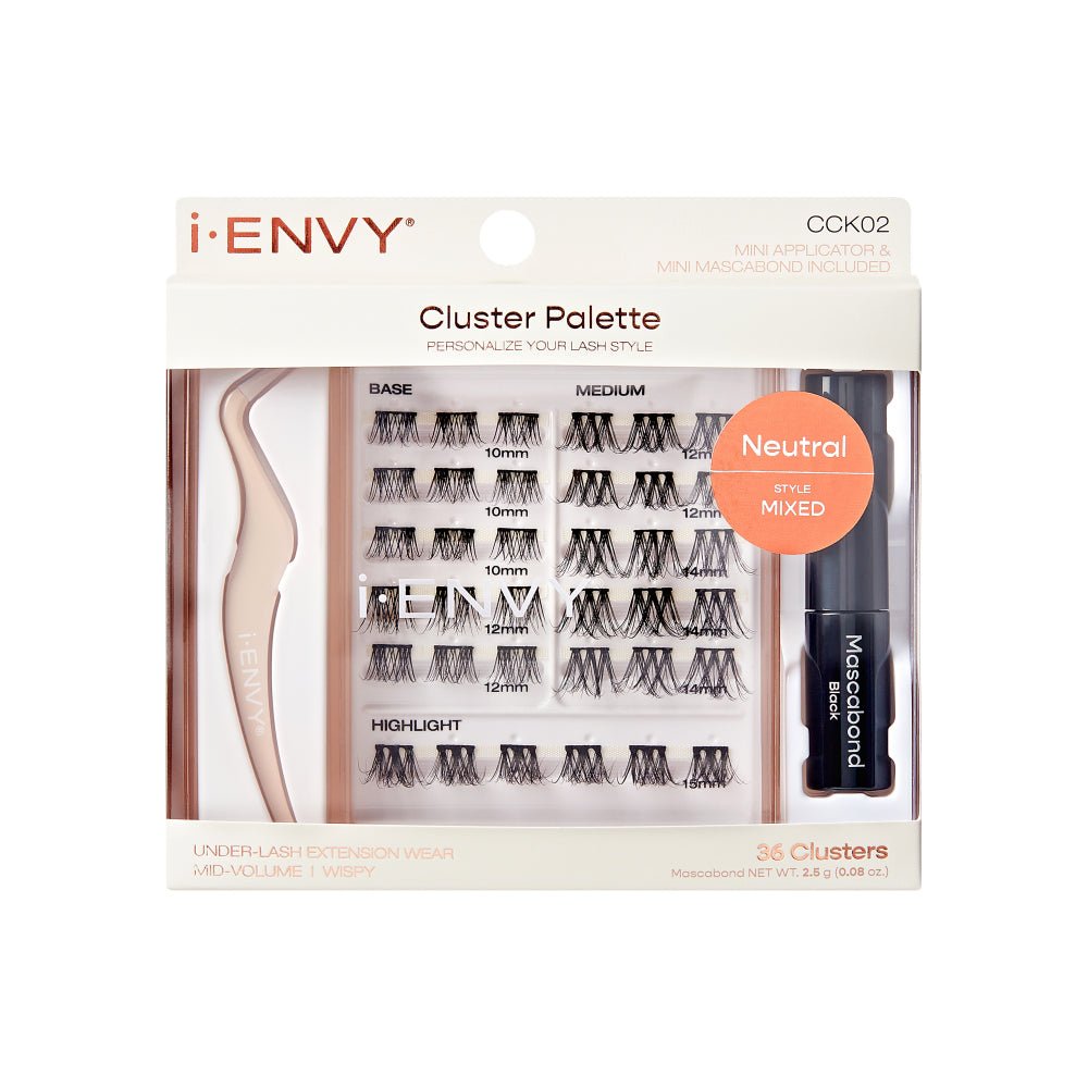 IENVY by KISS Cluster Palette โ Refillable Lash Extension Travel Kit | DIY Lash Look in Light & Neutral | Salon - Style Clusters on the Go - Beauty Exchange Beauty Supply