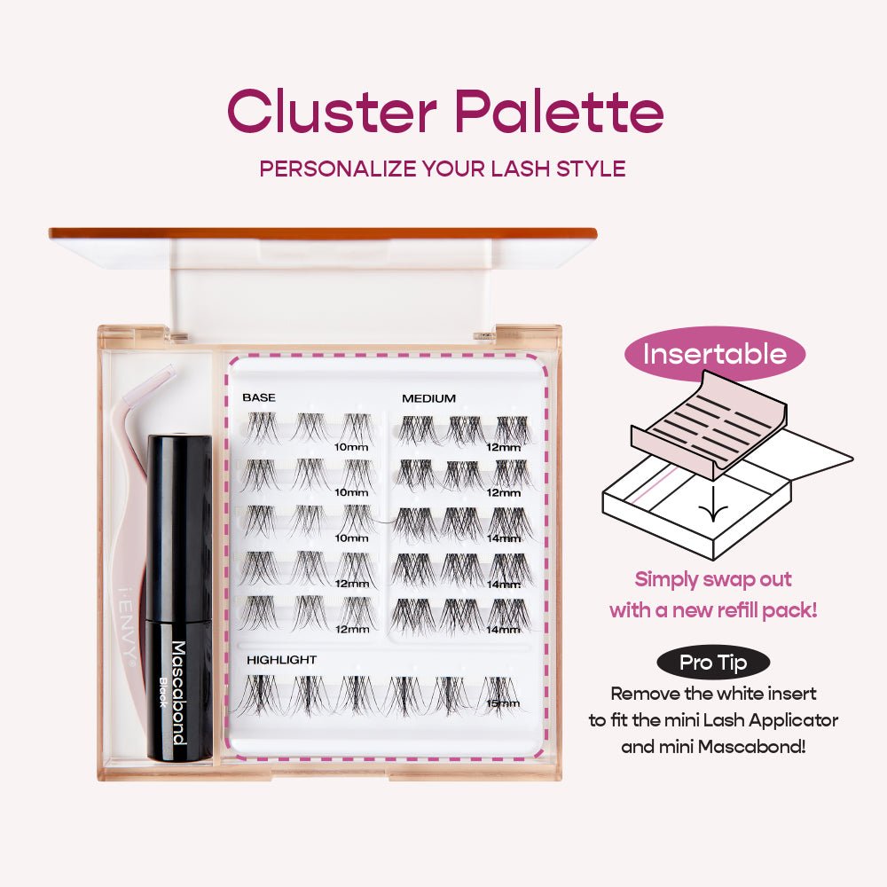 IENVY by KISS Cluster Palette โ Refillable Lash Extension Travel Kit | DIY Lash Look in Light & Neutral | Salon - Style Clusters on the Go - Beauty Exchange Beauty Supply