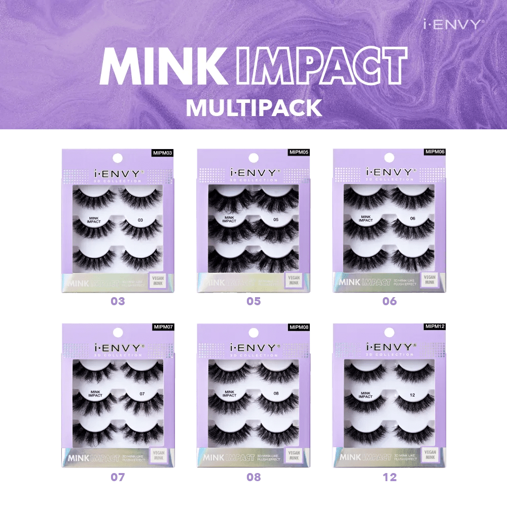 IENVY BY KISS – Mink Impact Multipack Vegan Strip Lashes | 3D Mink Effect & Maximized Fluffiness | Styles: 03, 05, 06, 07, 08, 12 - Beauty Exchange Beauty Supply