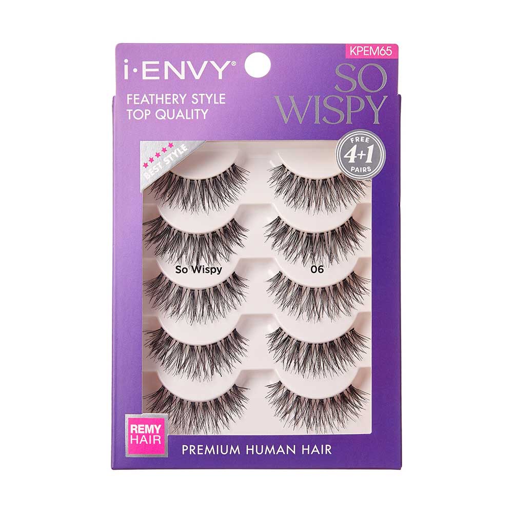 IENVY by KISS So Wispy Premium Human Hair Lash Multi Pack – 4 Pairs + 1 Free | Available in Style 60 (#03), Style 65 (#06), & Style 67 (#08) - Beauty Exchange Beauty Supply
