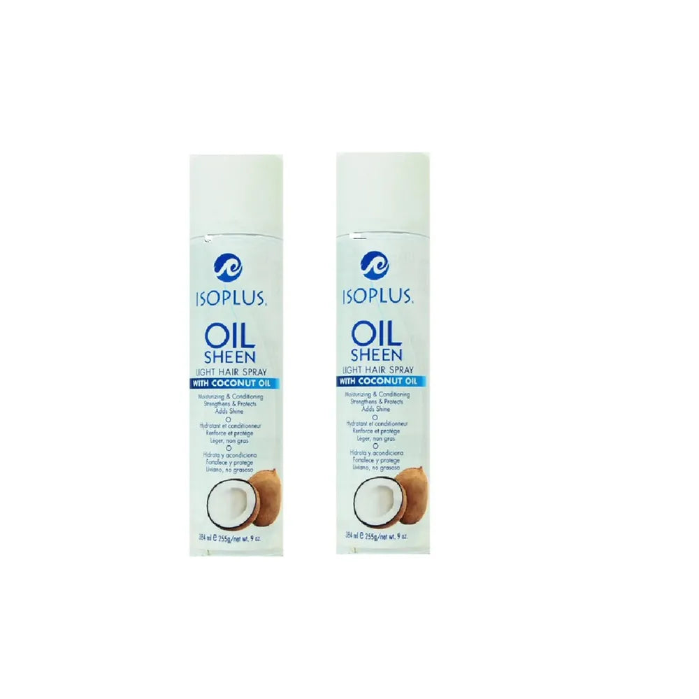 Isoplus Oil Sheen Light Hair Spray – 9 oz & 2 oz - Beauty Exchange Beauty Supply