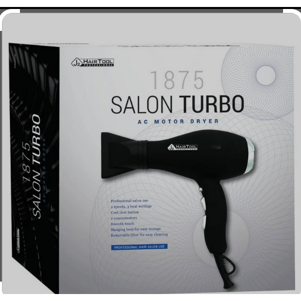 J2 Hair Tool 1875W Salon Turbo AC Motor Dryer – Fast Drying, Long - Lasting Power for Gorgeous Hair - Beauty Exchange Beauty Supply