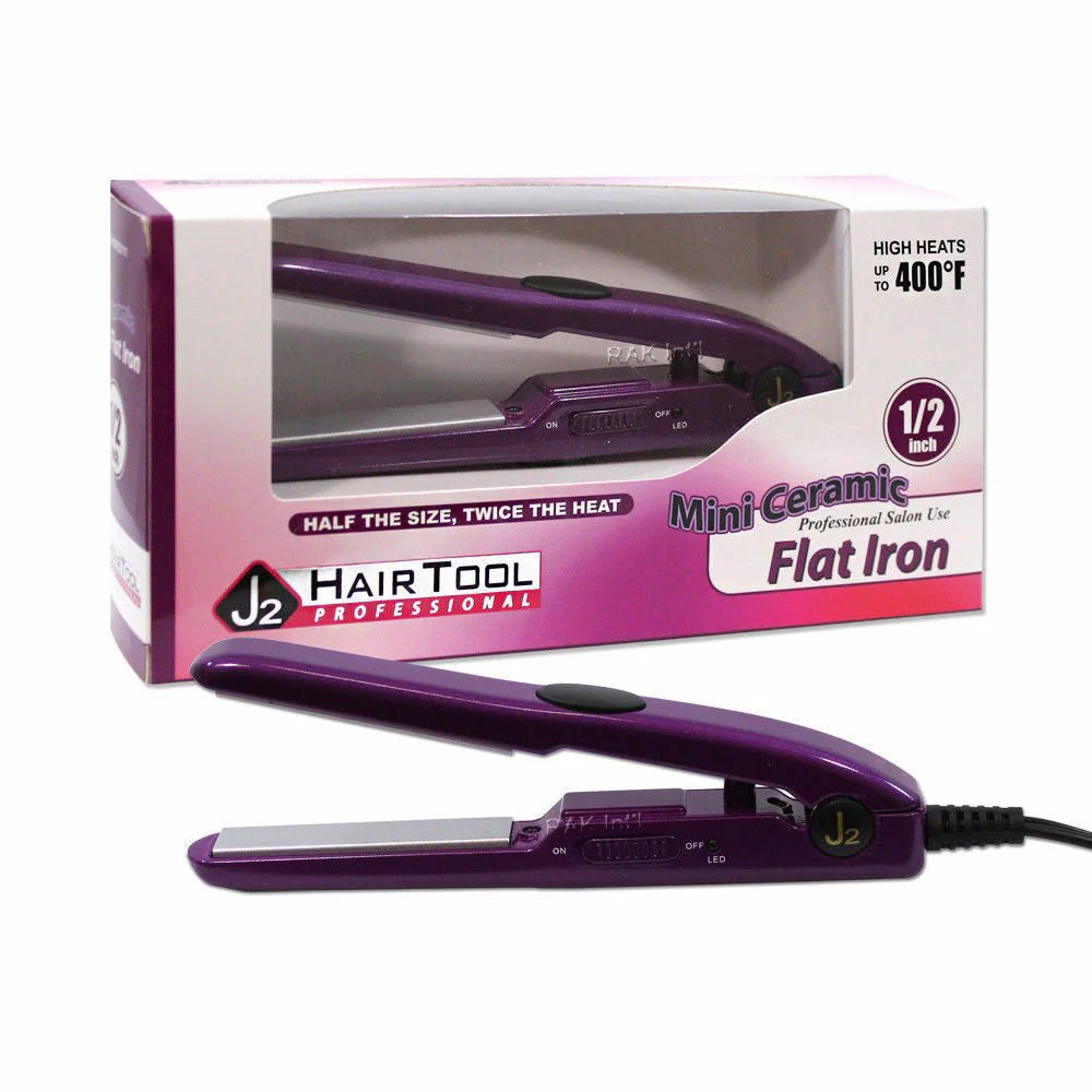 J2 Mini Flat Iron 1/2 Inch – Edges & Travel Purple - Peach - Beauty Exchange Beauty Supply