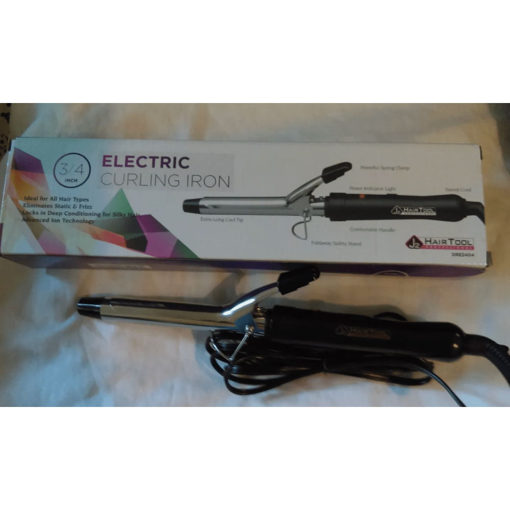 J2 Professional Ceramic Tourmaline Curling Iron – ¾" Barrel for Defined Curls & Frizz - Free Finish - Beauty Exchange Beauty Supply