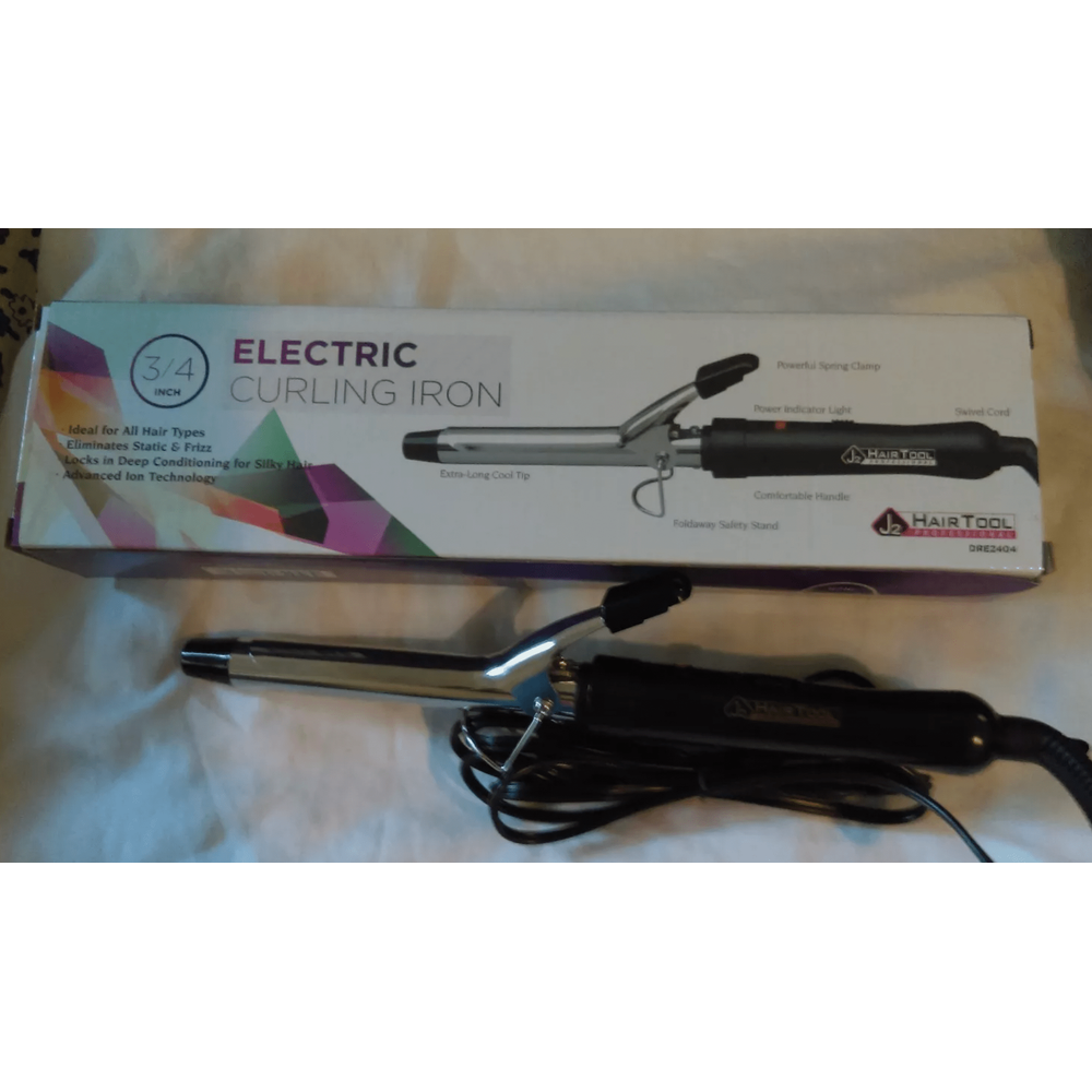 J2 Professional Ceramic Tourmaline Curling Iron – ¾" Barrel for Defined Curls & Frizz - Free Finish - Beauty Exchange Beauty Supply