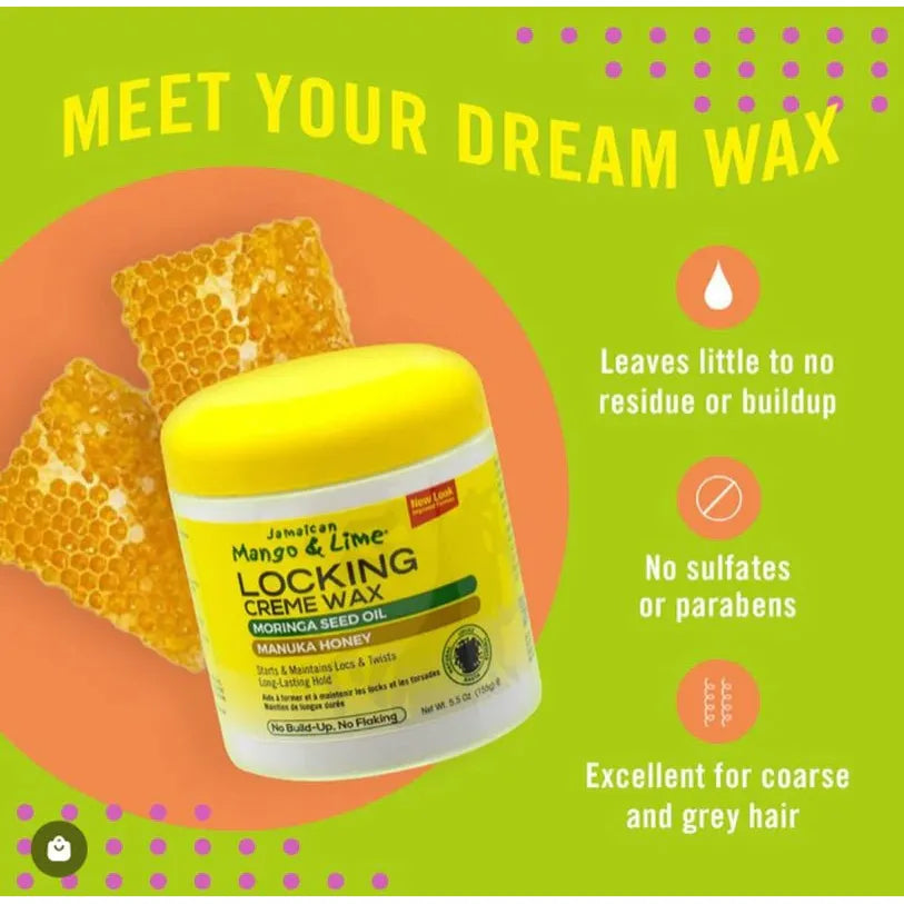 Jamaican - Mango & Lime | 3 Variants | Locking Creme Wax | Locking Firm Wax | Blax Black Wax | Moringa Seed Oil | Manuka Honey | Maintains Locs & Twists | 6Oz | - Beauty Exchange Beauty Supply