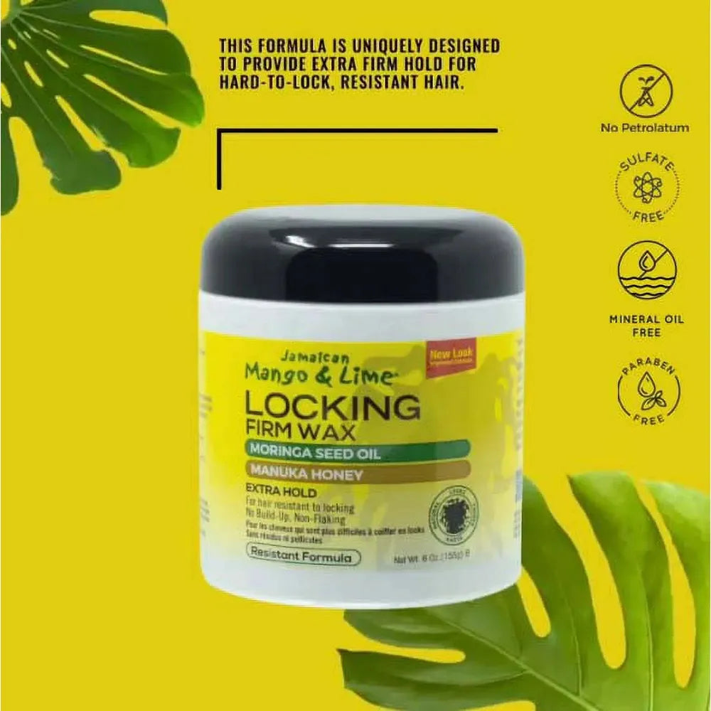 Jamaican - Mango & Lime | 3 Variants | Locking Creme Wax | Locking Firm Wax | Blax Black Wax | Moringa Seed Oil | Manuka Honey | Maintains Locs & Twists | 6Oz | - Beauty Exchange Beauty Supply