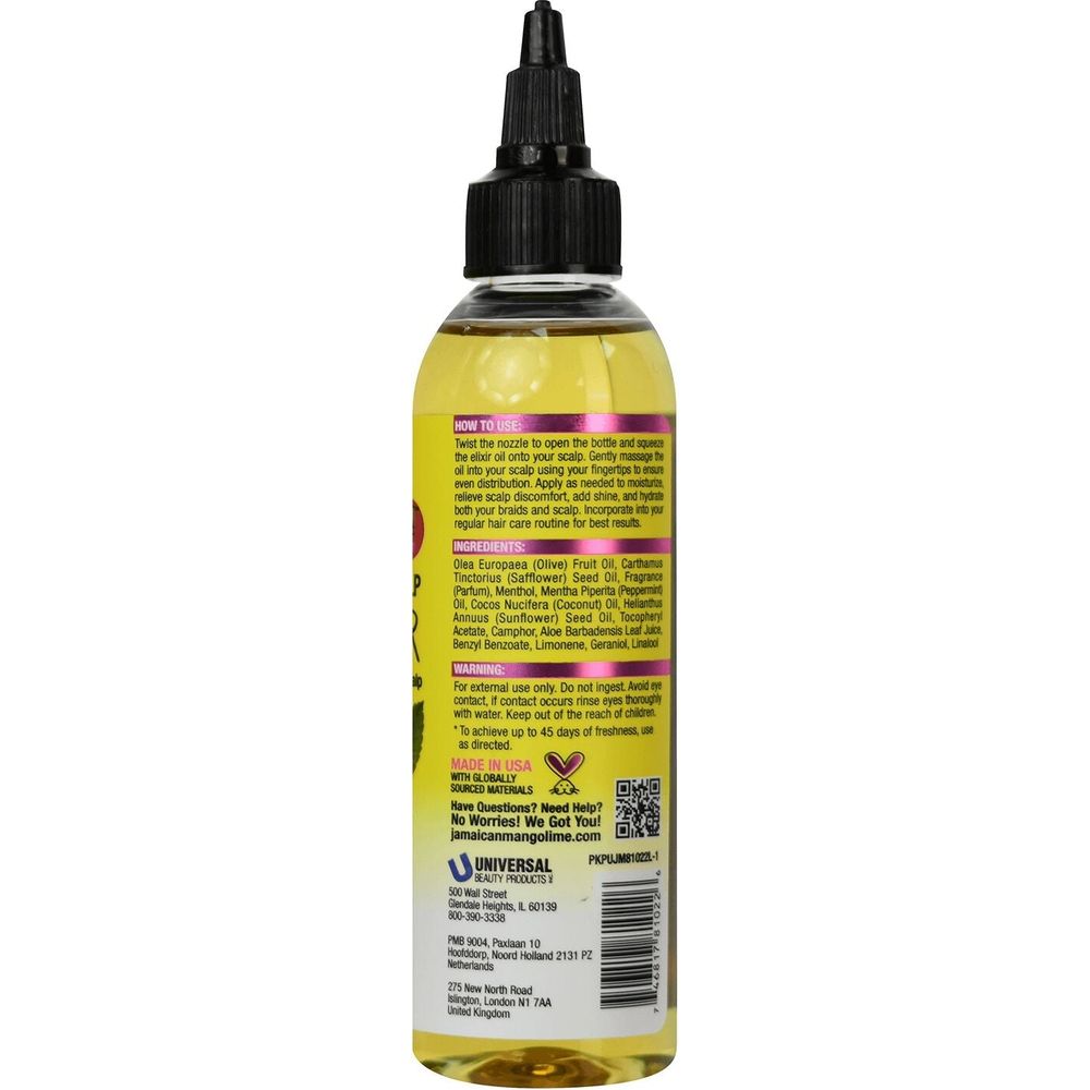 Jamaican - Mango & Lime | Braid Elixir| Anti - Frizz Treatment | Soothes | Moisturizes | Relieves Itchy Scalp | Sunflower Seed Oil | Aloe Vera | Coconut | Menthol | 4Oz | - Beauty Exchange Beauty Supply