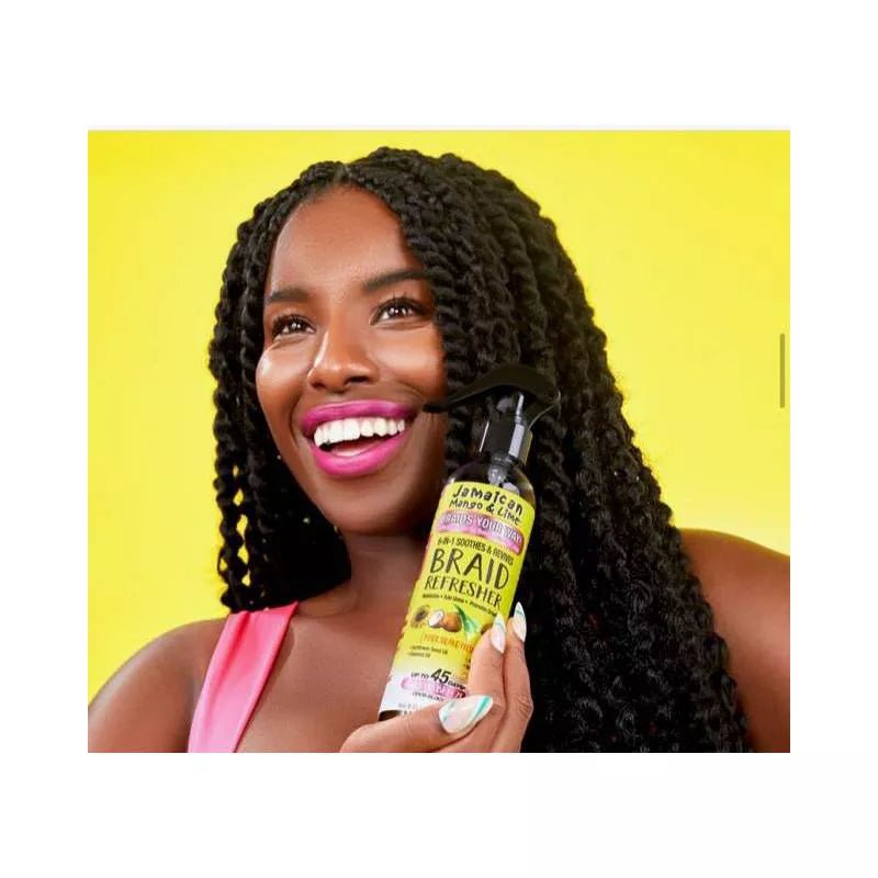 Jamaican - Mango & Lime | Braid Your Way | 6 - in - 1 Spray Soothes & Revives | Braid Refresher | Moisturizes | Adds Shine | Refreshes & Revives | Sunflower Seed Oil | Aloe Vera | Coconut Oil | Menthol | Female | 8Oz | - Beauty Exchange Beauty Supply
