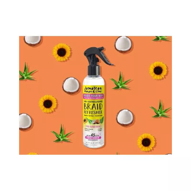 Jamaican - Mango & Lime | Braid Your Way | 6 - in - 1 Spray Soothes & Revives | Braid Refresher | Moisturizes | Adds Shine | Refreshes & Revives | Sunflower Seed Oil | Aloe Vera | Coconut Oil | Menthol | Female | 8Oz | - Beauty Exchange Beauty Supply