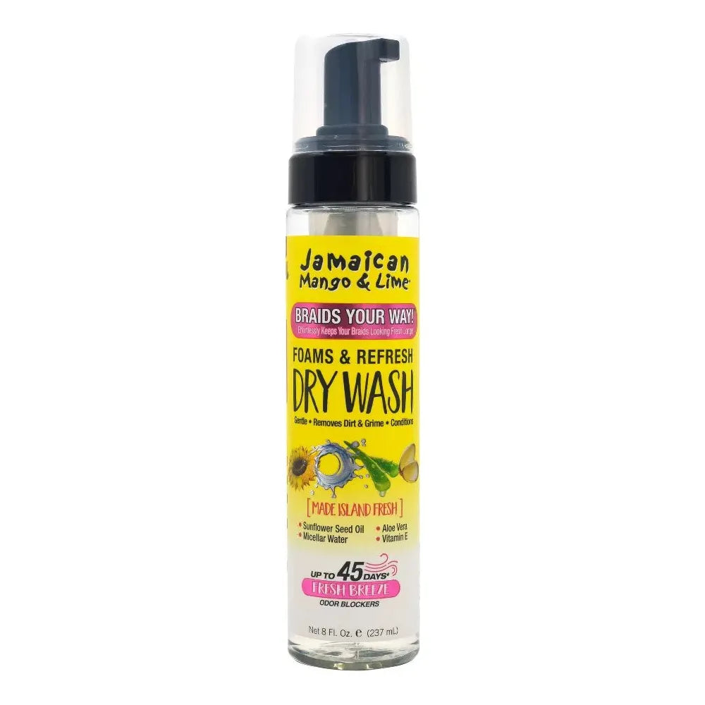 Jamaican - Mango & Lime | Foams Braid Your Way | Micellar Water | Refresh Dry Wash | Removes - Dirt & Grime | Conditions | Unisex | 8Oz | - Beauty Exchange Beauty Supply