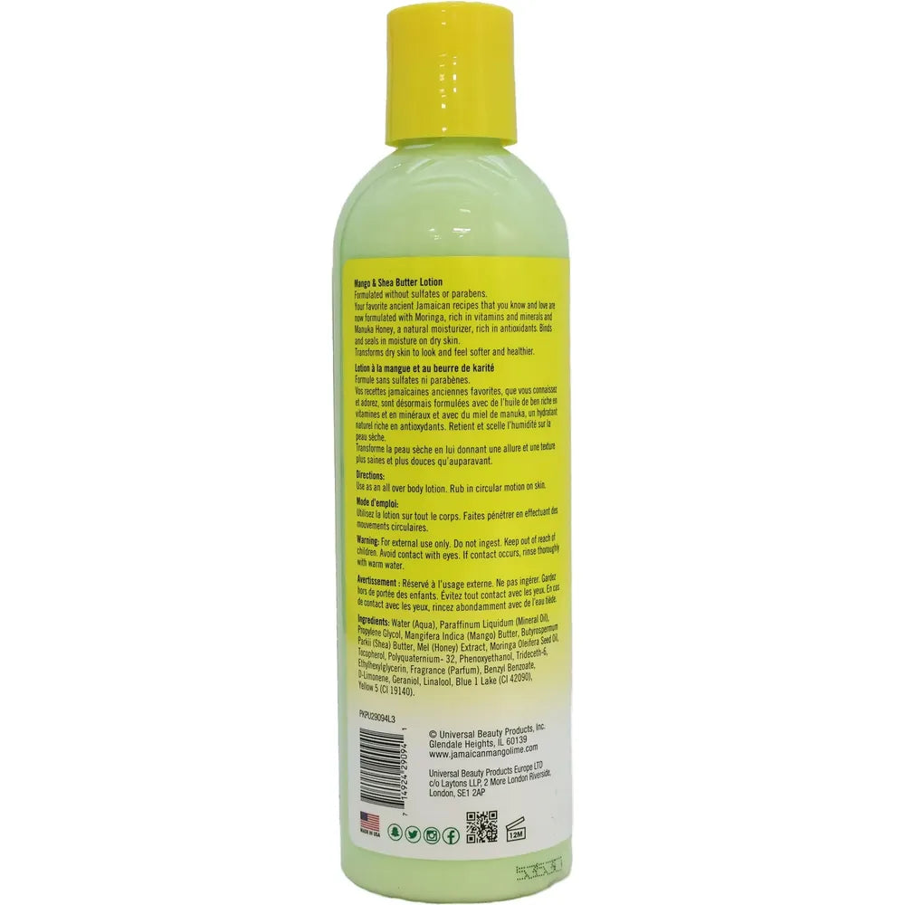 Jamaican - Mango Lime | Mango Shea Butter Lotion | Moringa Seed Oil | Manuka Honey | Intense Moisture | Softness | Non - Greasy | 8 Oz | - Beauty Exchange Beauty Supply