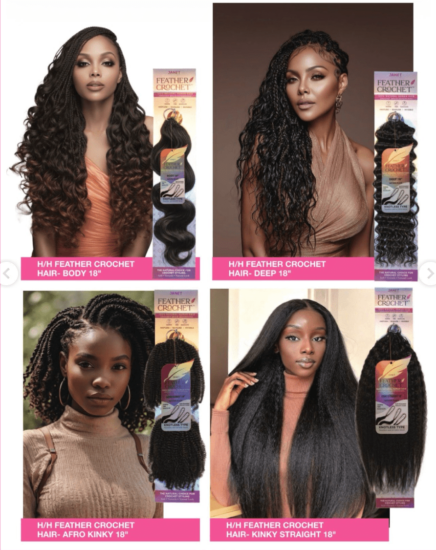 Janet Collection 100% Human Hair Feather Crochet Body - 18″ - Beauty Exchange Beauty Supply