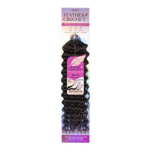 Janet Collection 100% Human Hair Feather Crochet Deep - 18″