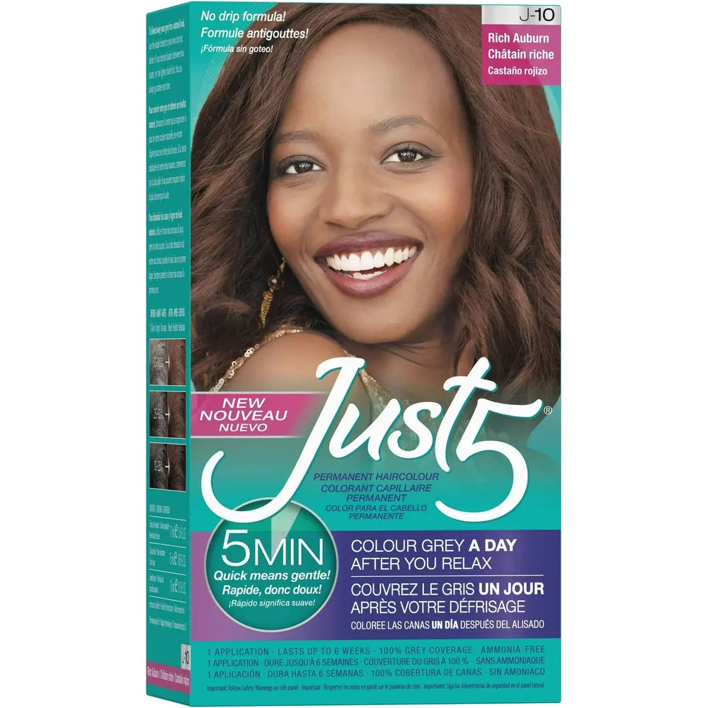 Just 5 Women’s 5 - Minute Permanent Hair Color – No - Drip Formula (J - 10 Rich Auburn, J - 20 Darkest Brown, J - 30 Black, J - 40 Rich Black, J - 50 Jet Black) - Beauty Exchange Beauty Supply