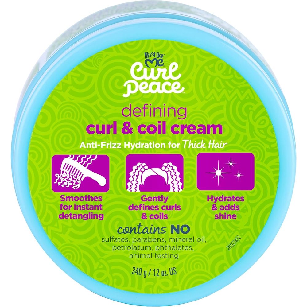 Just For Me Curl Peace Defining Curl & Coil Cream – Flaxseed, Avocado & Castor Oil (12 oz) - Beauty Exchange Beauty Supply