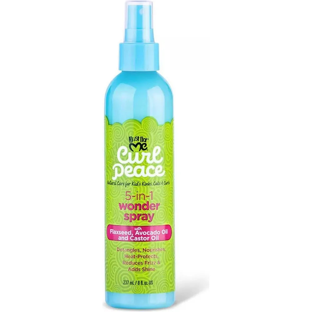 Just For Me Curl Peace Kids 5 - in - 1 Wonder Spray – Detangles, Adds Shine & Heat Protects (8 fl oz) - Beauty Exchange Beauty Supply