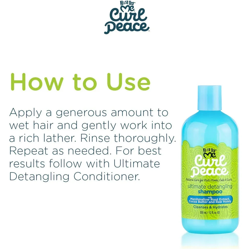 Just For Me Curl Peace Ultimate Detangling Shampoo – Marshmallow Root, Cocoa Butter & Raw Honey (12 fl oz) - Beauty Exchange Beauty Supply