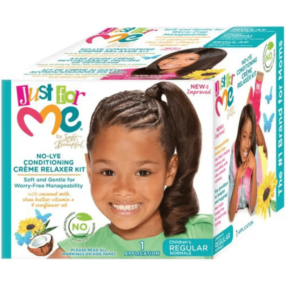 Just for Me No - Lye Conditioning Creme Relaxer Kit for Kids – 2 Variants - Regular & Super Strength | 1 Application - Beauty Exchange Beauty Supply